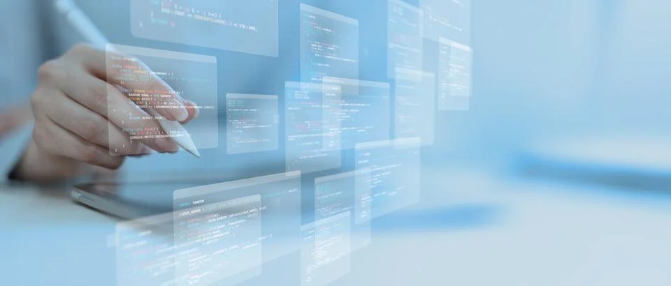 Mobile Application Development and Software Programming Visualization on Smar Stockfoto's