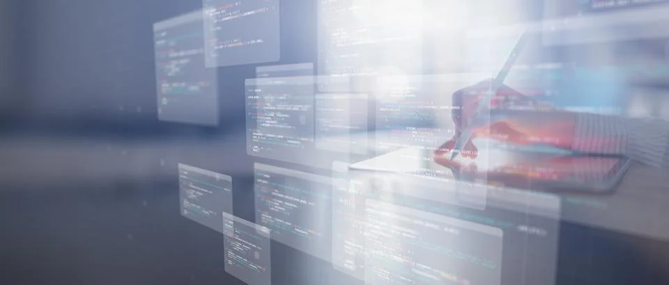 Mobile Application Development and Software Programming Visualization on Smar 库存照片