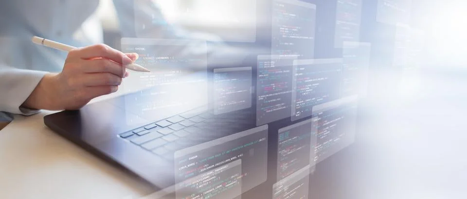 Mobile Application Development and Software Programming Visualization on Smar 库存照片