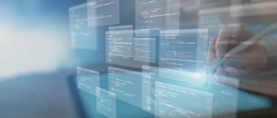 Mobile Application Development and Software Programming Visualization on Smar 库存照片