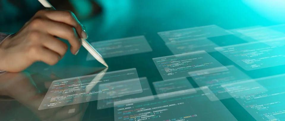 Mobile Application Development and Software Programming Visualization on Smar 库存照片