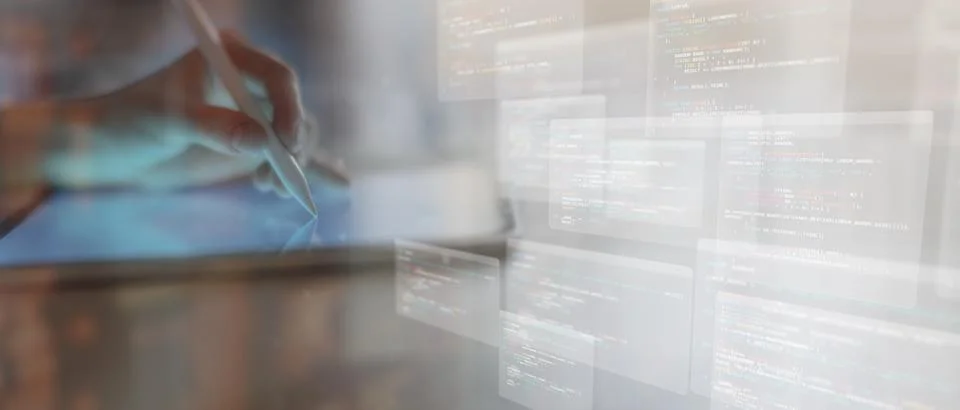 Mobile Application Development and Software Programming Visualization on Smar Foto stock