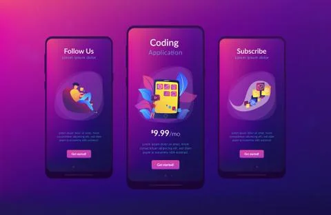 Mobile application development app interface template Stock Illustration
