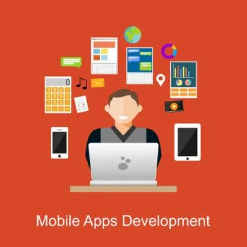 Mobile Application Development Banner Stock Illustration