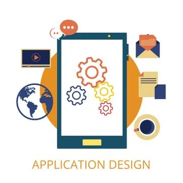 Mobile Application Development Creative Design. Stock Illustration