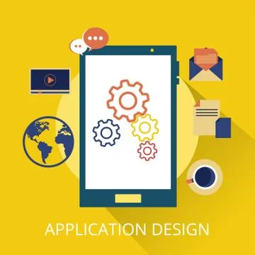 Mobile Application Development Creative Design. Stock Illustration