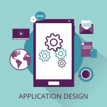 Mobile Application Development Creative Design. Stock Illustration