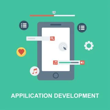 Mobile application development flat icon Stock Illustration