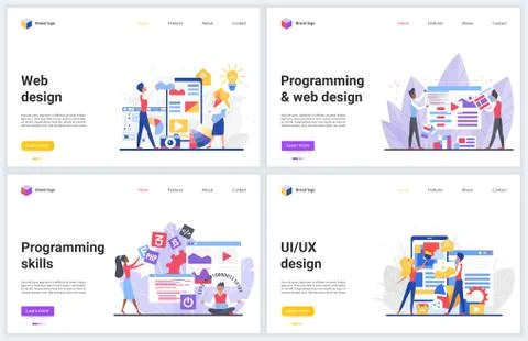 Mobile application development process vector illustrations with flat cartoon Illustrazione stock