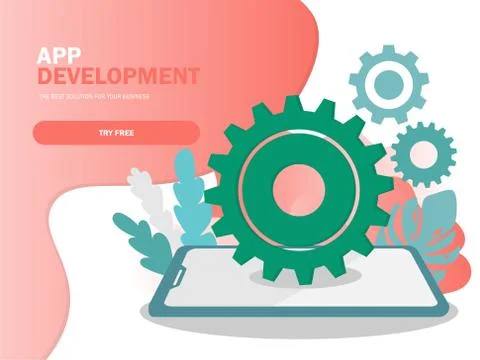 Mobile application development vector illustration. Smartphone interface Stockillustratie