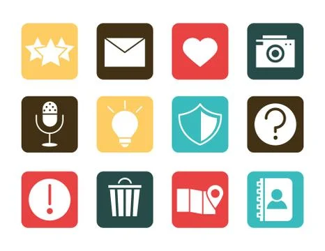 Mobile application email like camera audio protection contact, web button menu Stock Illustration