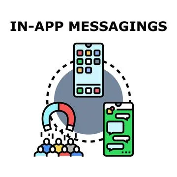 Mobile application engaging users through in app messaging Stock Illustration