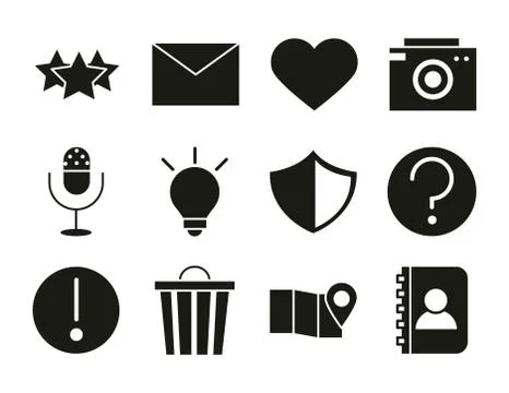 Mobile application favourite email like camera audio contact, web button menu Stock Illustration