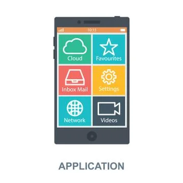 Mobile application flat icon Illustrazione stock