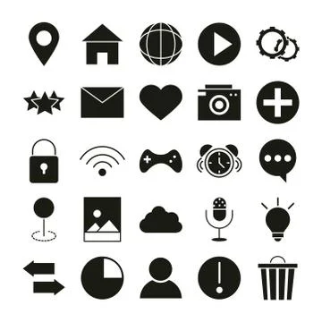 Mobile application homepage camera photo avatar internet, web button menu Stock Illustration
