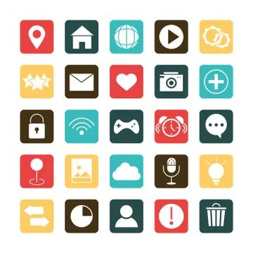 Mobile application homepage email like camera wifi internet, web button menu 스톡 일러스트