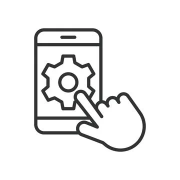 Mobile Application, icon in line design. App development, Mobile app, Smartphone Stock Illustration