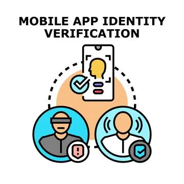 Mobile application identity verification process showing biometric authenti.. Stock Illustration