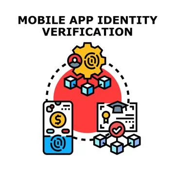 Mobile application identity verification process diagramming Stock Illustration
