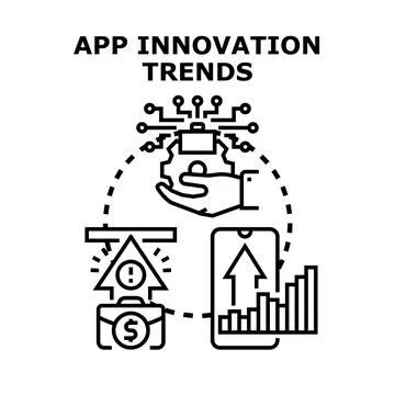 Mobile application innovation trends developing new digital business Illustrazione stock