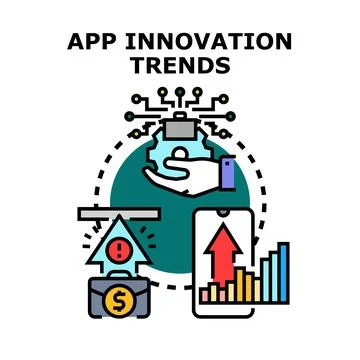 Mobile application innovation trends developing new digital business Stock Illustration