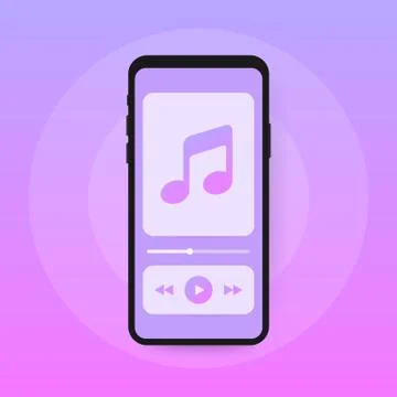 Mobile Application Interface. Music Player. Music app. Vector Illustration. Stock Illustration