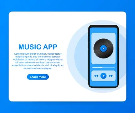 Mobile Application Interface. Music Player. Music app. Vector Illustration. Illustrazione stock