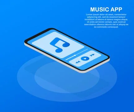 Mobile Application Interface. Music Player. Music app. Vector Illustration. Illustrazione stock