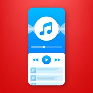 Mobile Application Interface. Music Player. Music app. Vector stock Illustration 스톡 일러스트