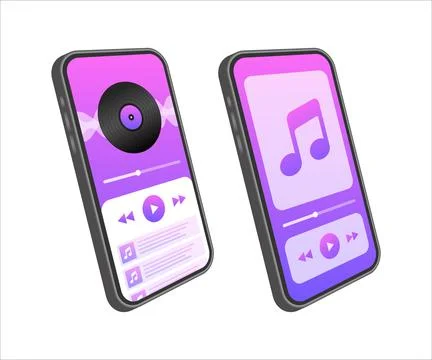 Mobile Application Interface. Music Player. Music app. Vector stock Illustration Illustrazione stock