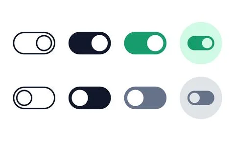 Mobile application interface toggle switch icons rendered in outline solid .. Stock-Illustration