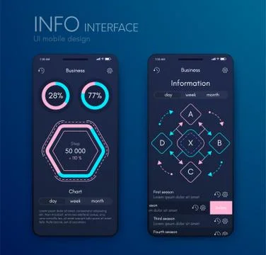 Mobile application interface. Ui design, stock vector Illustrazione stock