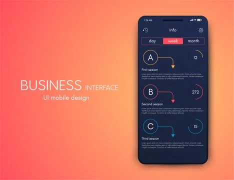 Mobile application interface. Ui design, stock vector 스톡 일러스트