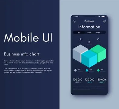 Mobile application interface. Ui design, vector illustration Illustrazione stock