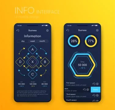 Mobile application interface. Ui design, vector illustration Stock Illustration