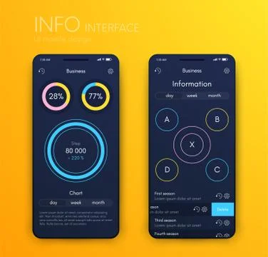 Mobile application interface. Ui design, vector illustration 스톡 일러스트