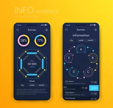 Mobile application interface. Ui design, vector illustration Illustrazione stock