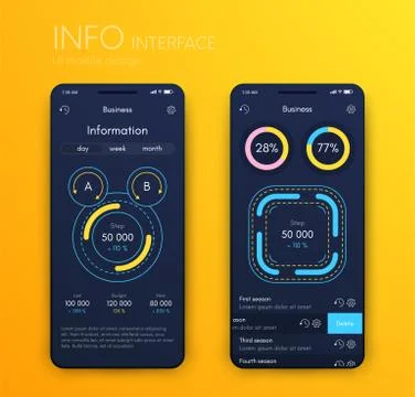 Mobile application interface. Ui design, vector illustration Illustrazione stock