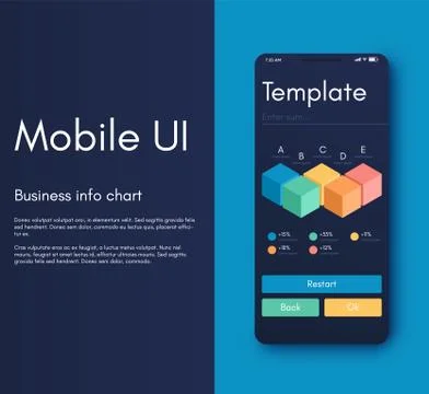 Mobile application interface. Ui design, vector illustration Illustrazione stock