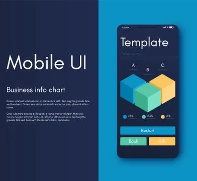 Mobile application interface. Ui design, vector illustration Illustrazione stock