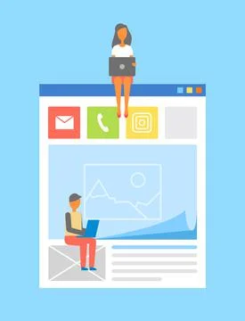 Mobile Application Isolated on Blue Background Stockillustratie