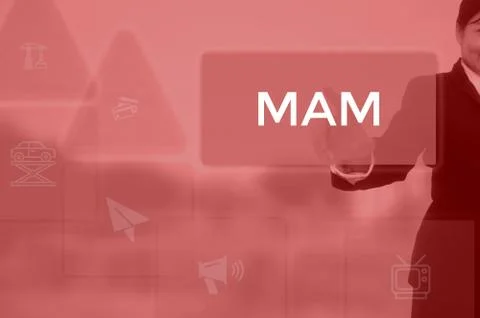 Mobile application management or Media Asset Management - business concept Stock Photos