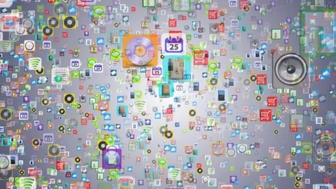 Mobile application. Many mobile application icons Stock Footage 83276971
