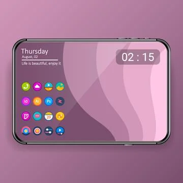 Mobile application menu user interface digital realistic tablet phone Stock Illustration