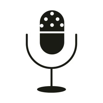 Mobile application microphone audio web button menu digital silhouette style Stock Illustration