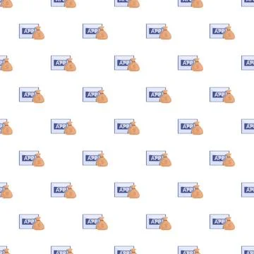 Mobile application money bag seamless pattern background 스톡 일러스트