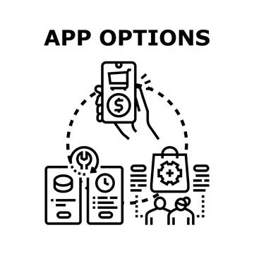 Mobile application options selecting services and payments Stockillustratie