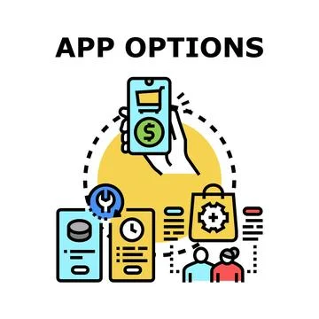 Mobile application options selecting services and payments Stock Illustration