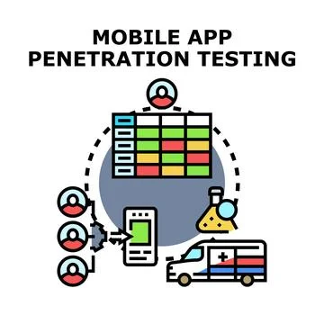 Mobile application penetration testing cybersecurity vulnerability assessment Stock Illustration