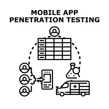 Mobile application penetration testing cybersecurity vulnerability assessment Illustrazione stock
